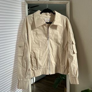 Princess Polly Beige Saxon Dad Bomber Jacket Sz 2